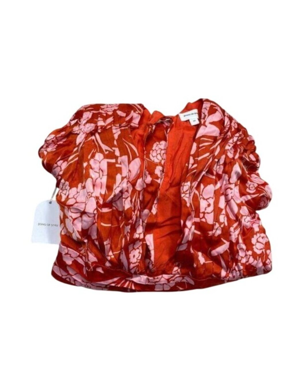 Song Of Style Red Floral Satin Midi Dress - Picture 4 of 4
